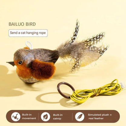 Interactive Chirping Bird Cat Toy Realistic Sound Plush Cat Toy