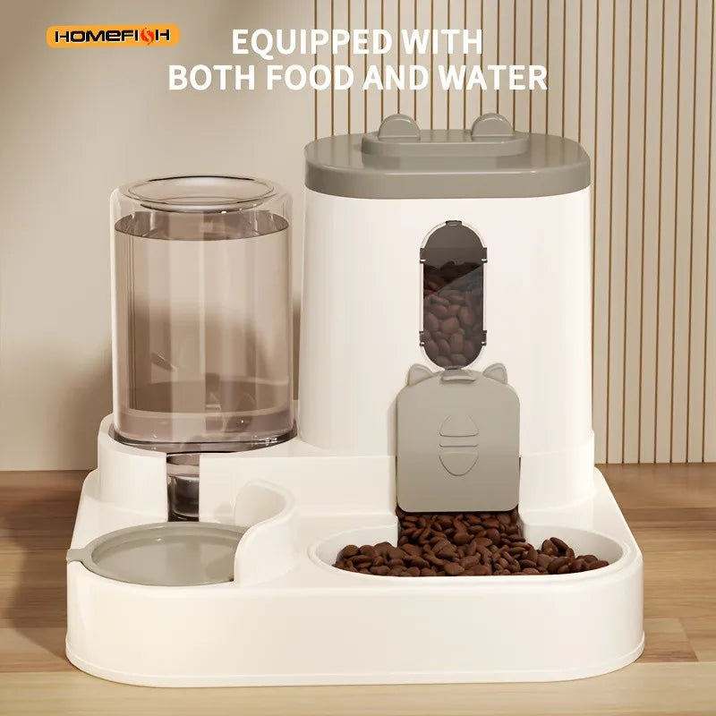 2-in-1 Cat Food and Water Dispenser Automatic Pet Feeding Bowl