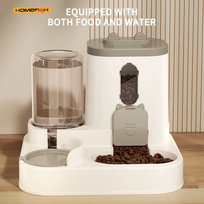 2-in-1 Cat Food and Water Dispenser Automatic Pet Feeding Bowl