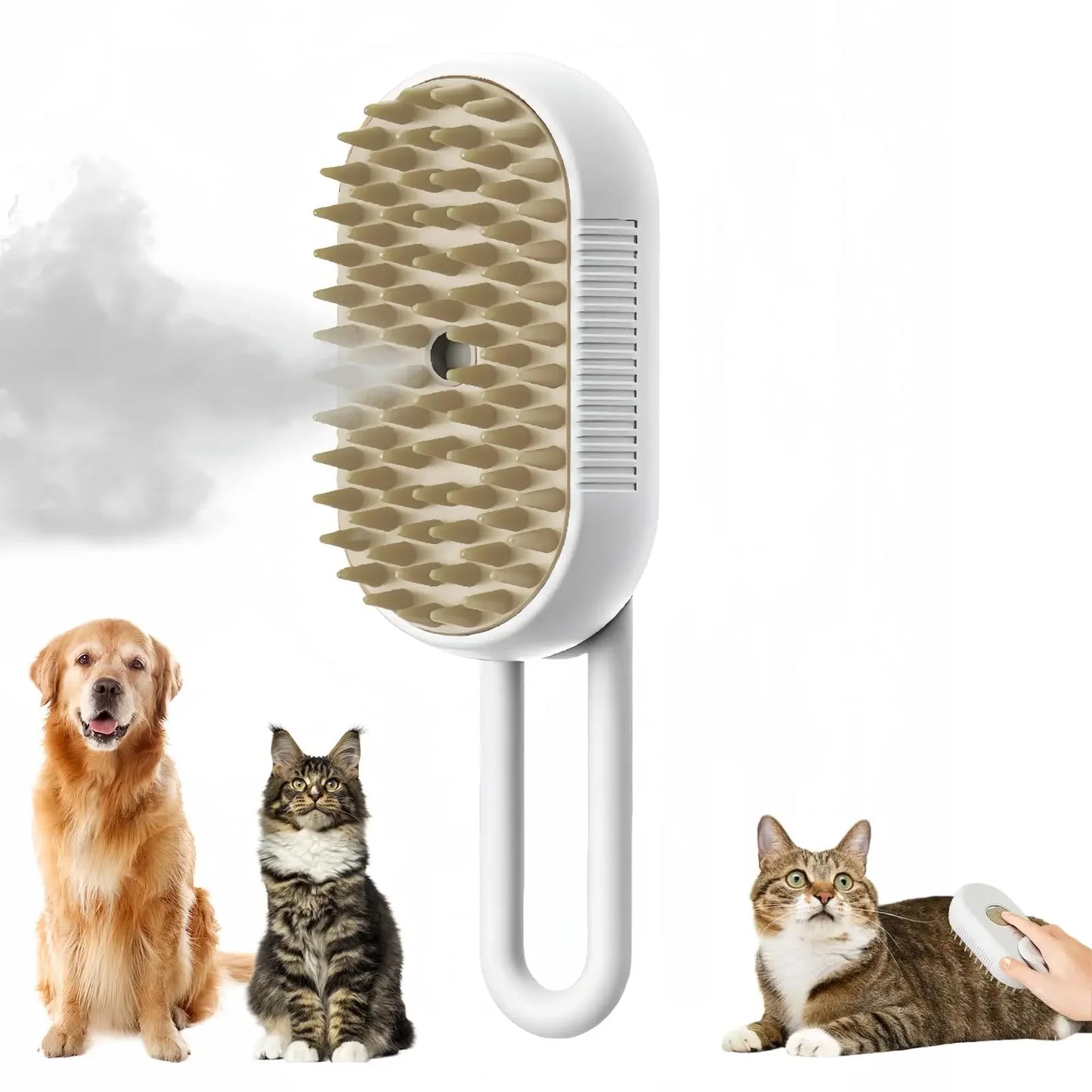 3-in-1 Pet Steam Spray Brush Folding Rotatable Grooming Massage Comb