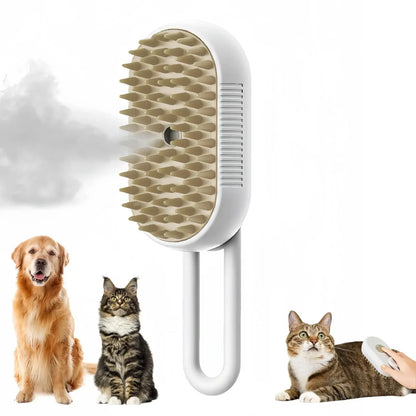 3-in-1 Pet Steam Spray Brush Folding Rotatable Grooming Massage Comb