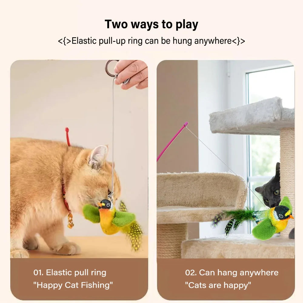Interactive Chirping Bird Cat Toy Realistic Sound Plush Cat Toy