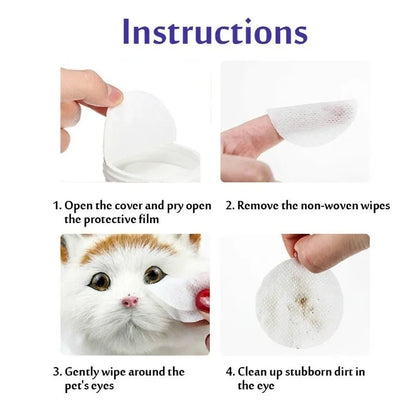130pcs Pet Eye Wipes Tear Stain Remover Gentle Cleaning for Dogs Cats