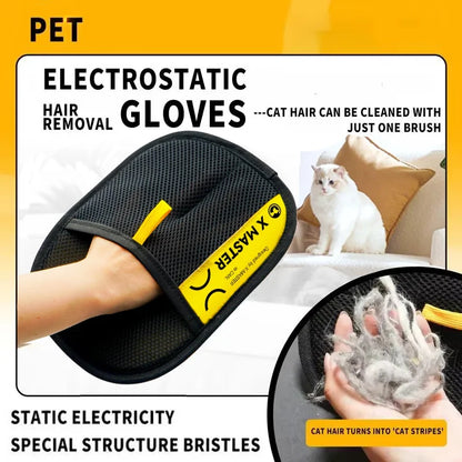Pet Hair Remover Glove Reusable Grooming Glove with Lint Roller Brush