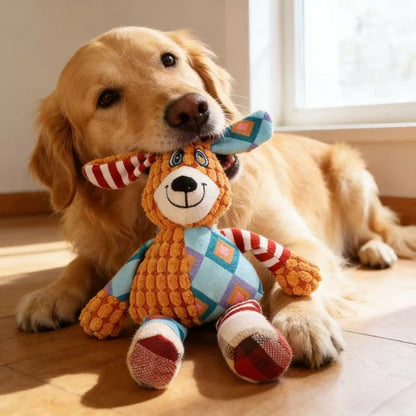 Squeaky Plush Dog Chew Toy Bite Resistant Interactive Puppy Toy