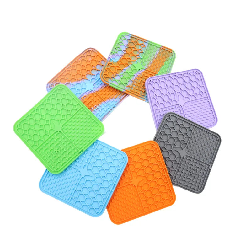 Silicone Dog Lick Mat Slow Feeder Bath Distraction Training Feeding Mat