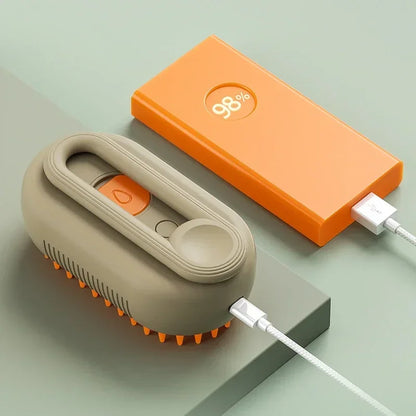 3-in-1 Pet Steam Spray Brush Folding Rotatable Grooming Massage Comb
