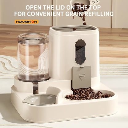 2-in-1 Cat Food and Water Dispenser Automatic Pet Feeding Bowl