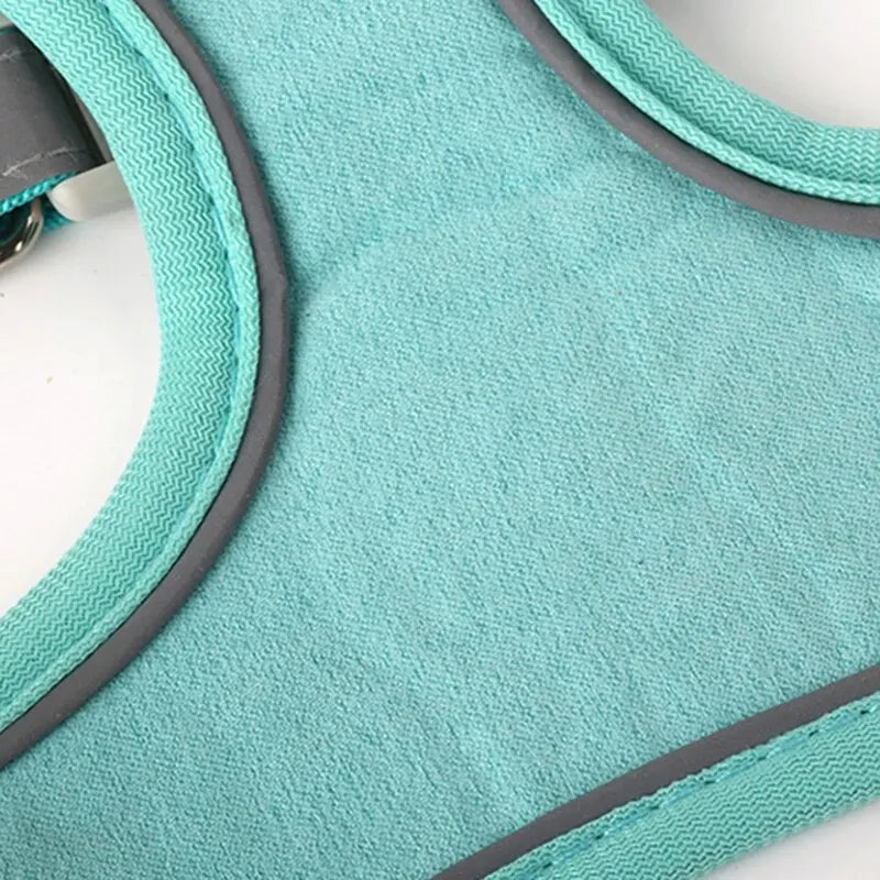 Pet Suede Harness Vest Reflective Dog Cat Leash Set Adjustable