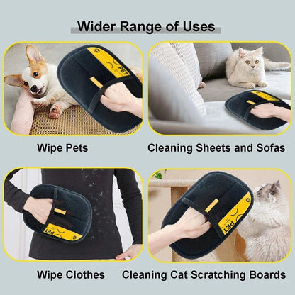 Pet Hair Remover Glove Reusable Grooming Glove with Lint Roller Brush