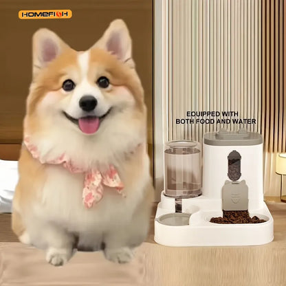 2-in-1 Cat Food and Water Dispenser Automatic Pet Feeding Bowl