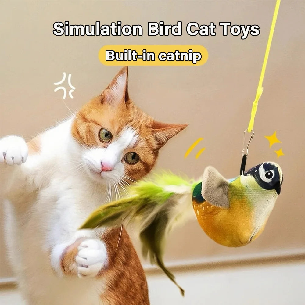Interactive Chirping Bird Cat Toy Realistic Sound Plush Cat Toy