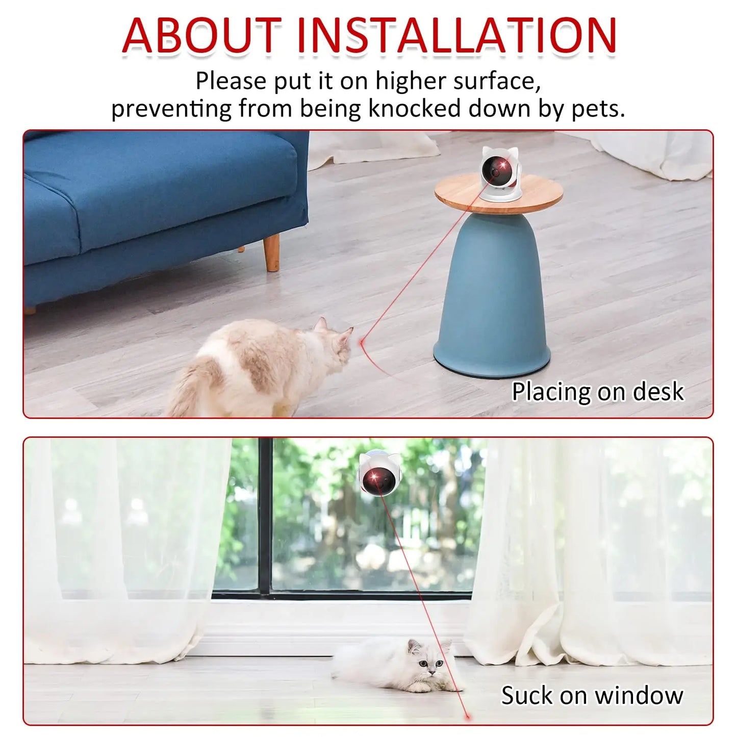 Automatic Cat Laser Toy Rechargeable Interactive Motion Activated Pet Toy