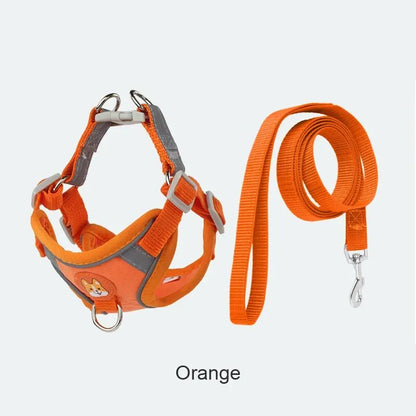 Pet Suede Harness Vest Reflective Dog Cat Leash Set Adjustable