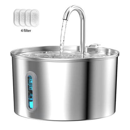 2.2L Stainless Steel Cat Water Fountain Automatic Pet Drinking Dispenser