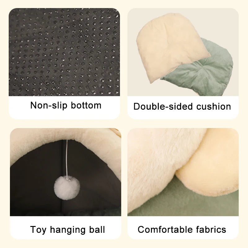 Foldable Cozy Cat Cave Bed Removable Washable Pet Sleeping House