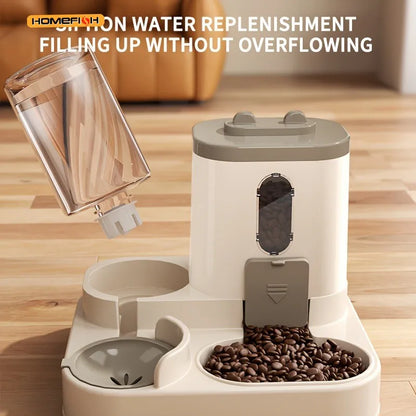 2-in-1 Cat Food and Water Dispenser Automatic Pet Feeding Bowl
