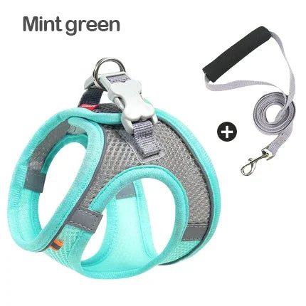 Reflective Pet Harness Vest Adjustable Breathable Dog Cat Leash Set