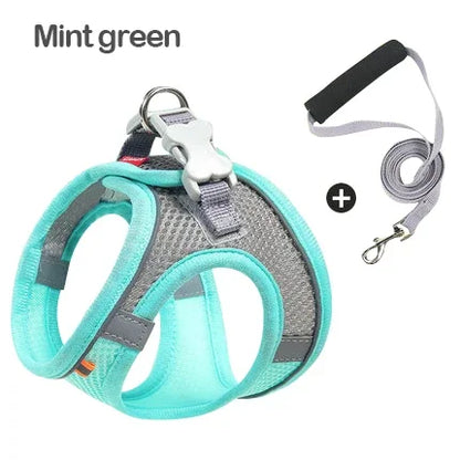 Reflective Pet Harness Vest Adjustable Breathable Dog Cat Leash Set