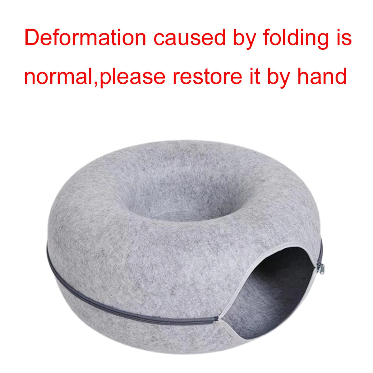 Felt Cat Tunnel Bed Round Donut Nest Interactive Cat Cave Toy