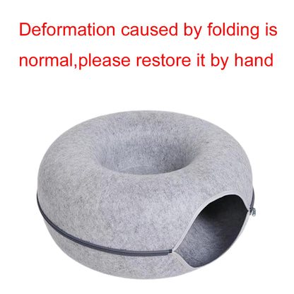 Felt Cat Tunnel Bed Round Donut Nest Interactive Cat Cave Toy