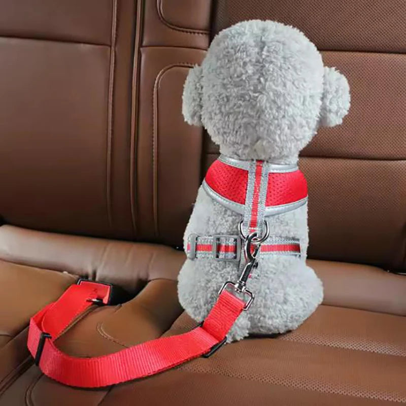 Dog Car Seat Belt Adjustable Safety Harness Travel Pet Leash Strap