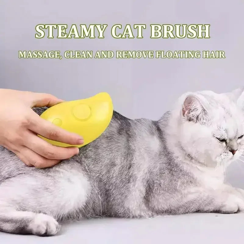 Electric Steam Pet Grooming Brush 3-in-1 Spray Massage Deshedding Tool
