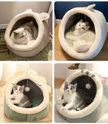 Foldable Cozy Cat Cave Bed Removable Washable Pet Sleeping House