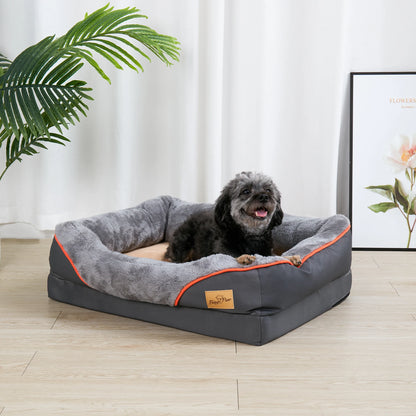 Orthopedic Dog Bed with Bolster Super Soft Washable Large Pet Bed