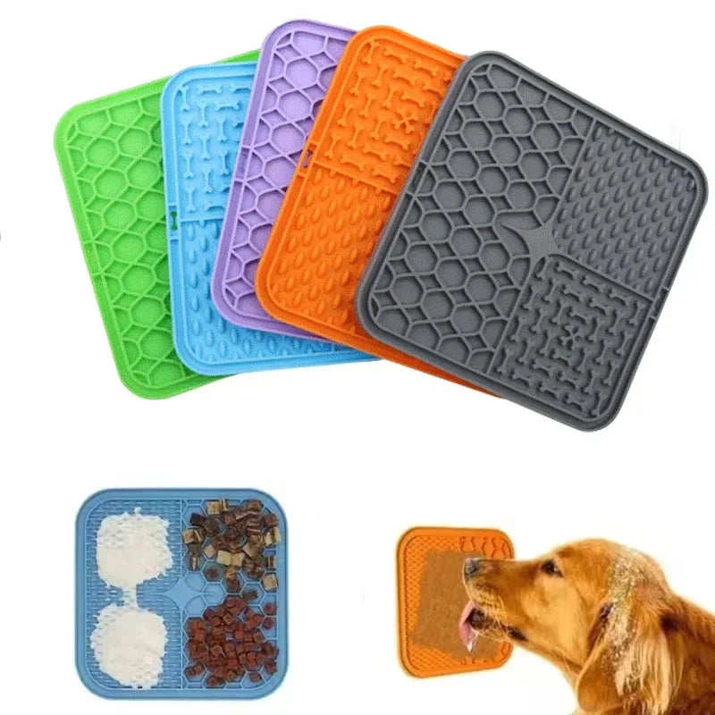 Silicone Dog Lick Mat Slow Feeder Bath Distraction Training Feeding Mat