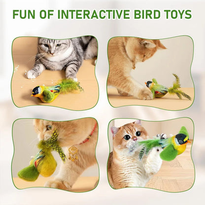 Interactive Chirping Bird Cat Toy Realistic Sound Plush Cat Toy