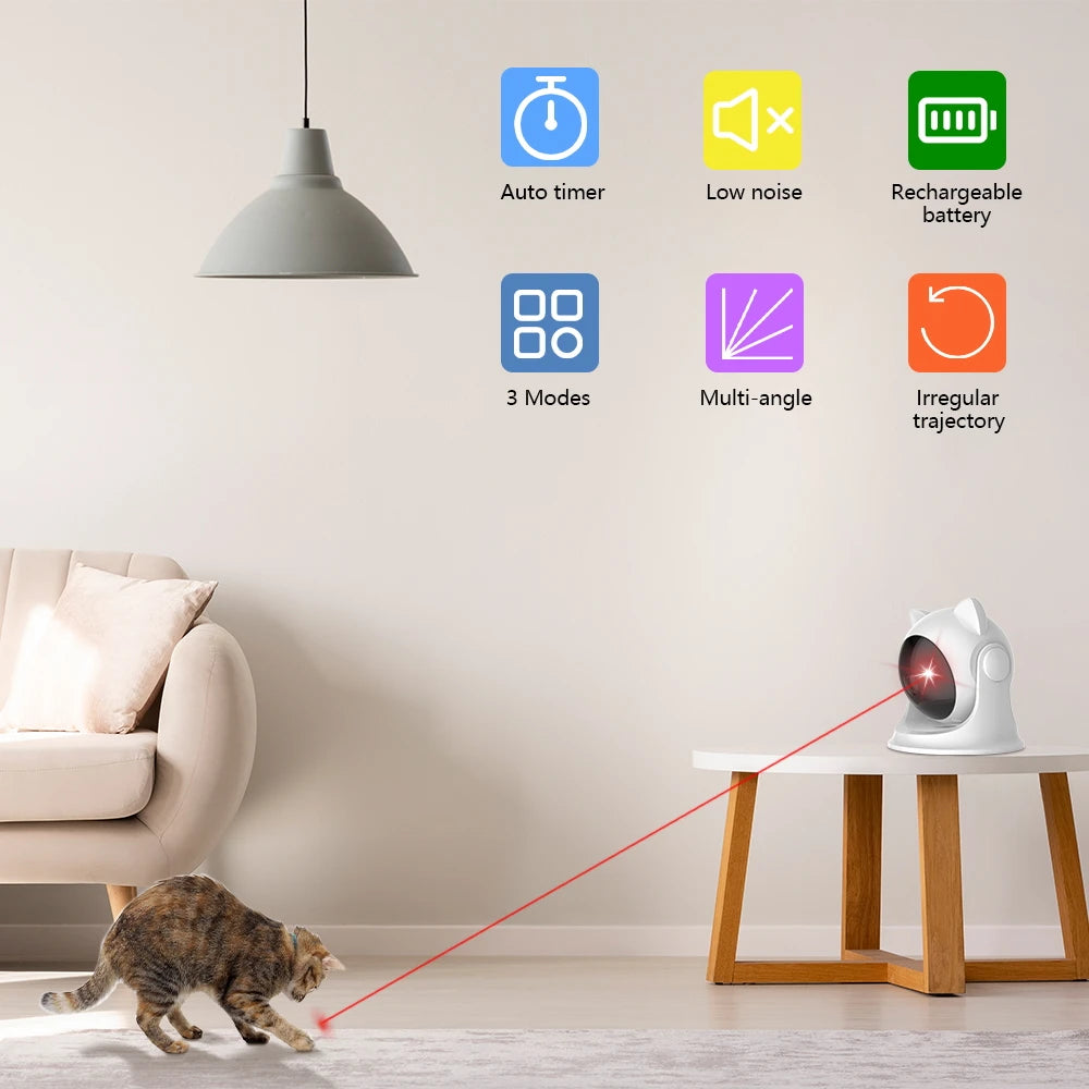 Automatic Cat Laser Toy Rechargeable Interactive Motion Activated Pet Toy