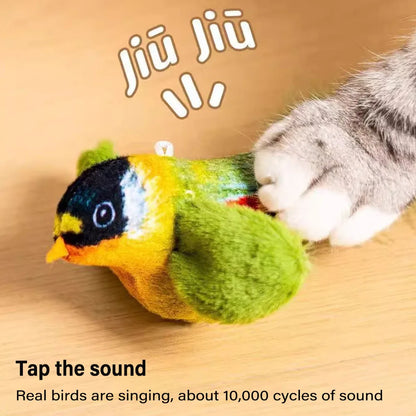 Interactive Chirping Bird Cat Toy Realistic Sound Plush Cat Toy