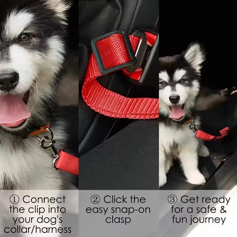 Dog Car Seat Belt Adjustable Safety Harness Travel Pet Leash Strap