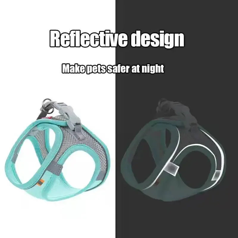 Reflective Pet Harness Vest Adjustable Breathable Dog Cat Leash Set
