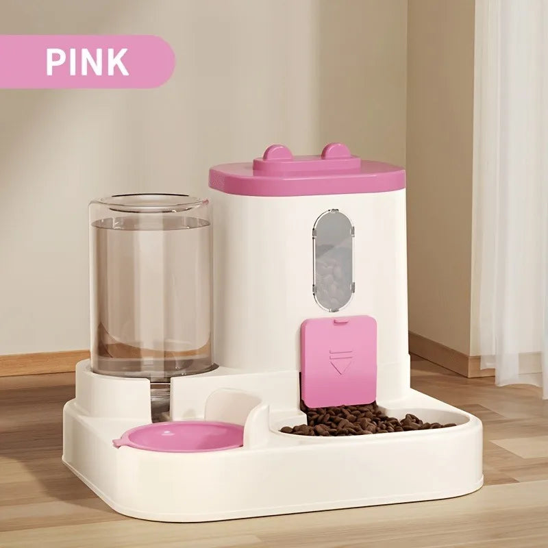 2-in-1 Cat Food and Water Dispenser Automatic Pet Feeding Bowl