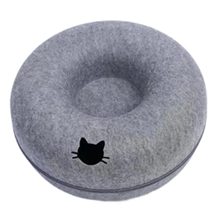 Felt Cat Tunnel Bed Round Donut Nest Interactive Cat Cave Toy