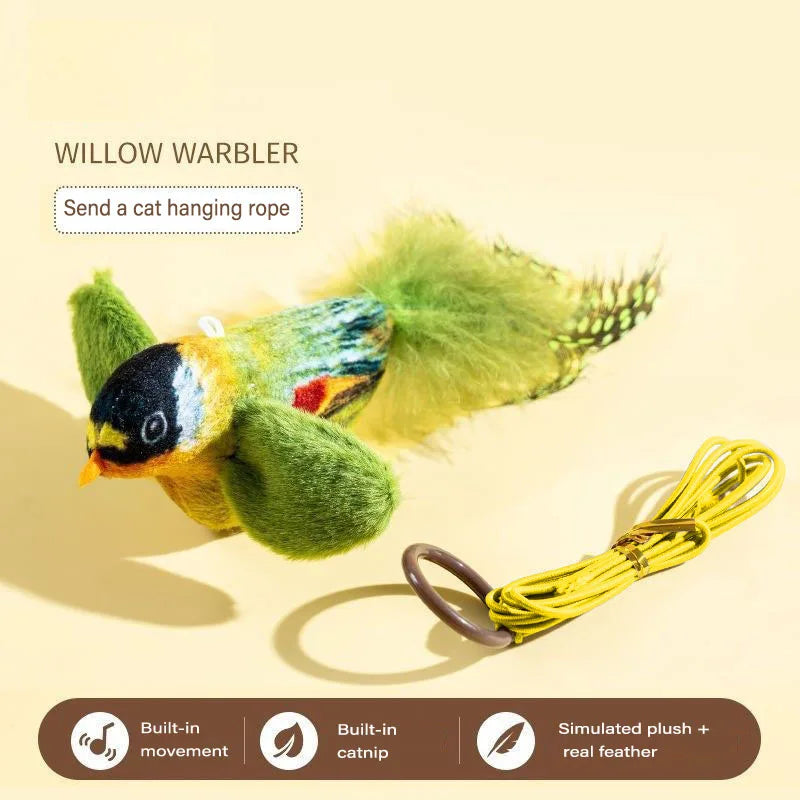 Interactive Chirping Bird Cat Toy Realistic Sound Plush Cat Toy