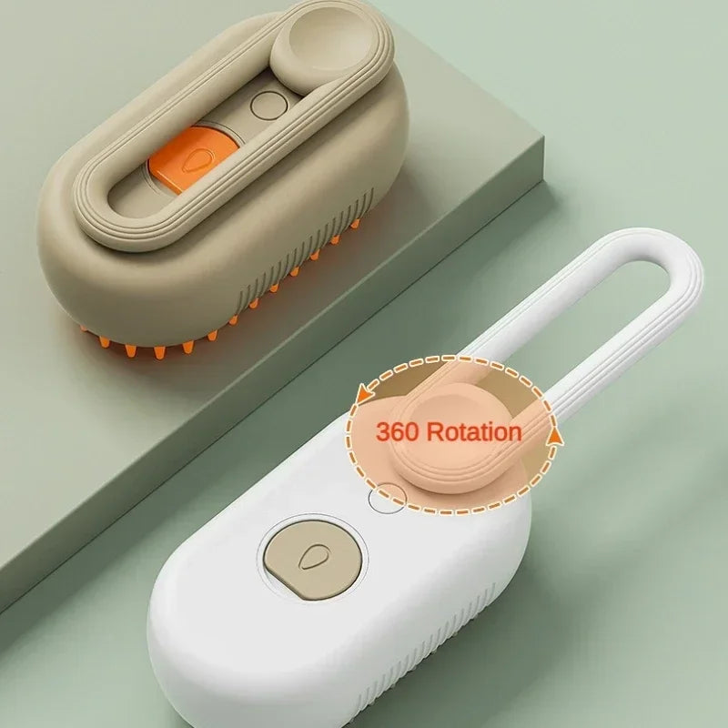 3-in-1 Pet Steam Spray Brush Folding Rotatable Grooming Massage Comb