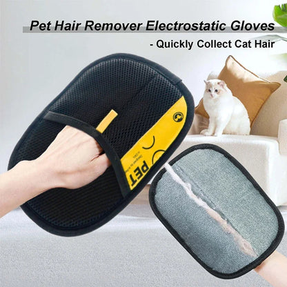 Pet Hair Remover Glove Reusable Grooming Glove with Lint Roller Brush
