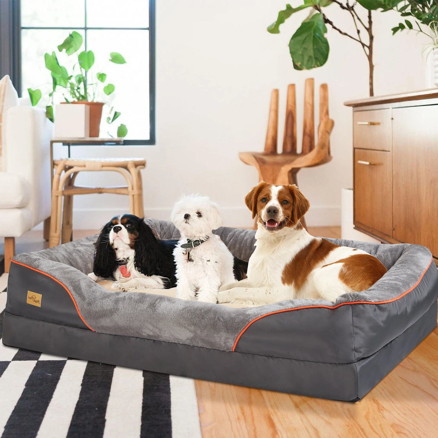 Orthopedic Dog Bed with Bolster Super Soft Washable Large Pet Bed