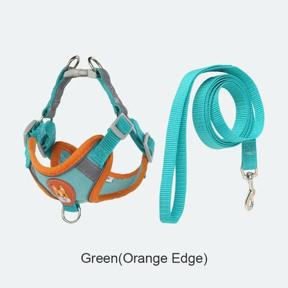 Pet Suede Harness Vest Reflective Dog Cat Leash Set Adjustable