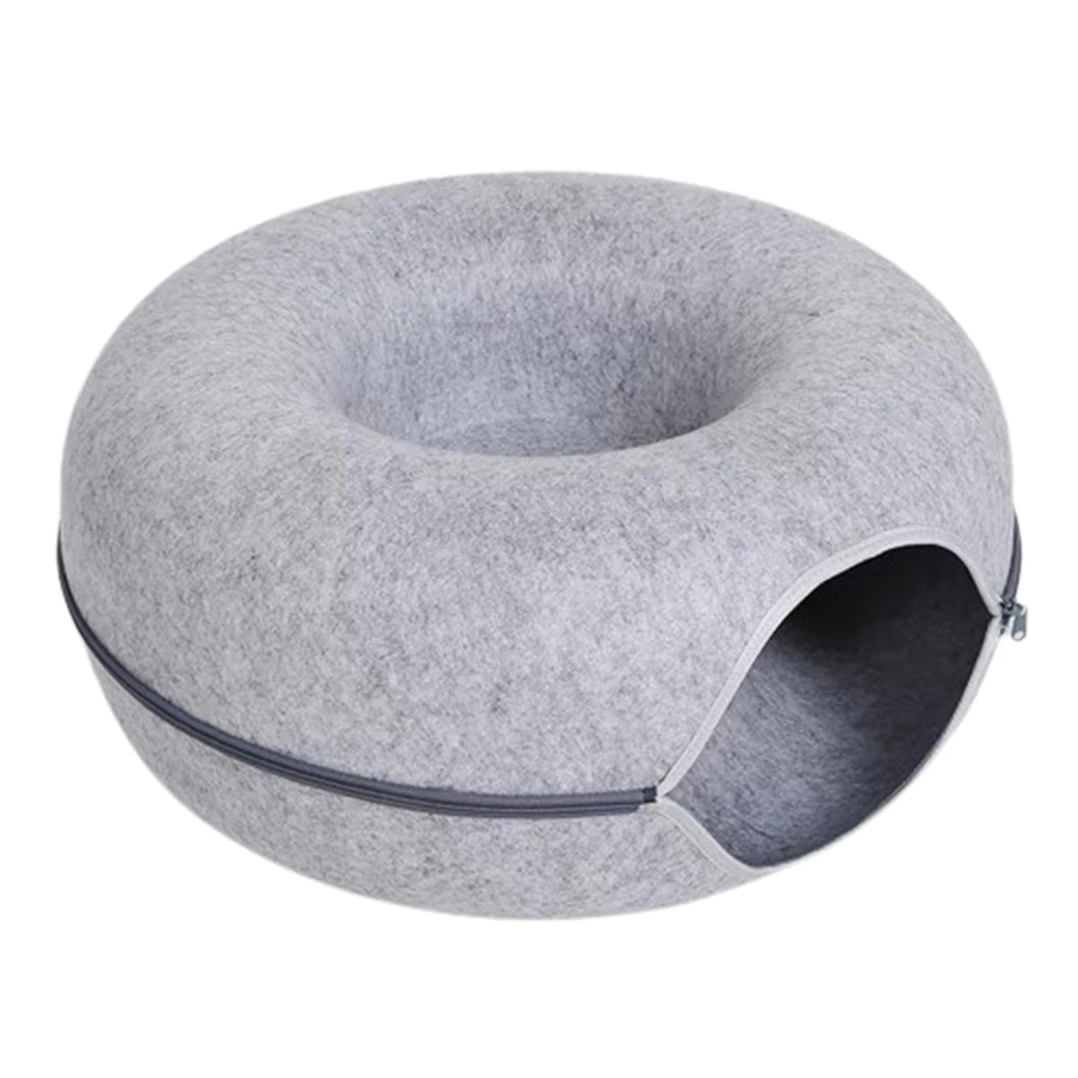 Felt Cat Tunnel Bed Round Donut Nest Interactive Cat Cave Toy