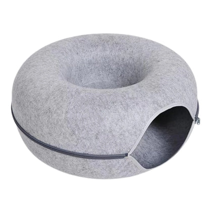 Felt Cat Tunnel Bed Round Donut Nest Interactive Cat Cave Toy