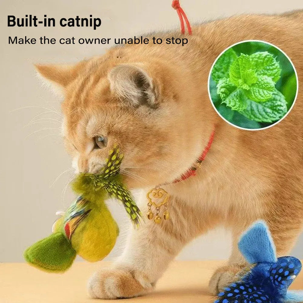Interactive Chirping Bird Cat Toy Realistic Sound Plush Cat Toy