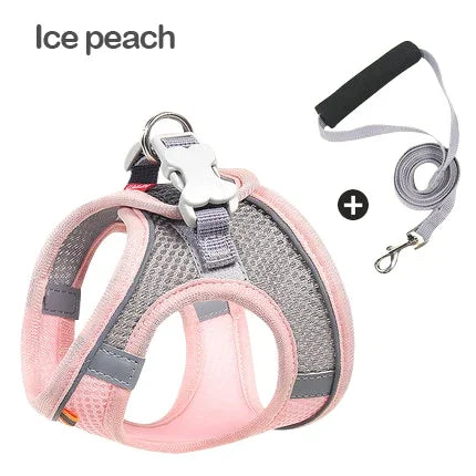 Reflective Pet Harness Vest Adjustable Breathable Dog Cat Leash Set