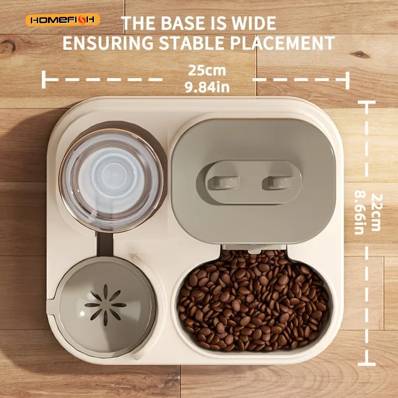 2-in-1 Cat Food and Water Dispenser Automatic Pet Feeding Bowl
