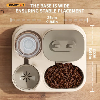 2-in-1 Cat Food and Water Dispenser Automatic Pet Feeding Bowl