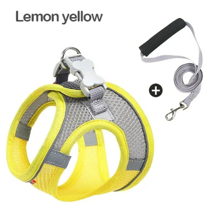 Reflective Pet Harness Vest Adjustable Breathable Dog Cat Leash Set