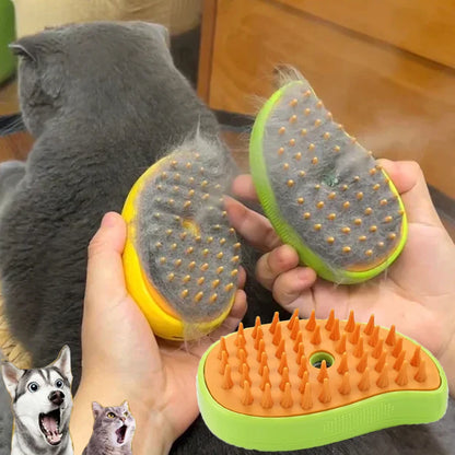 Electric Steam Pet Grooming Brush 3-in-1 Spray Massage Deshedding Tool